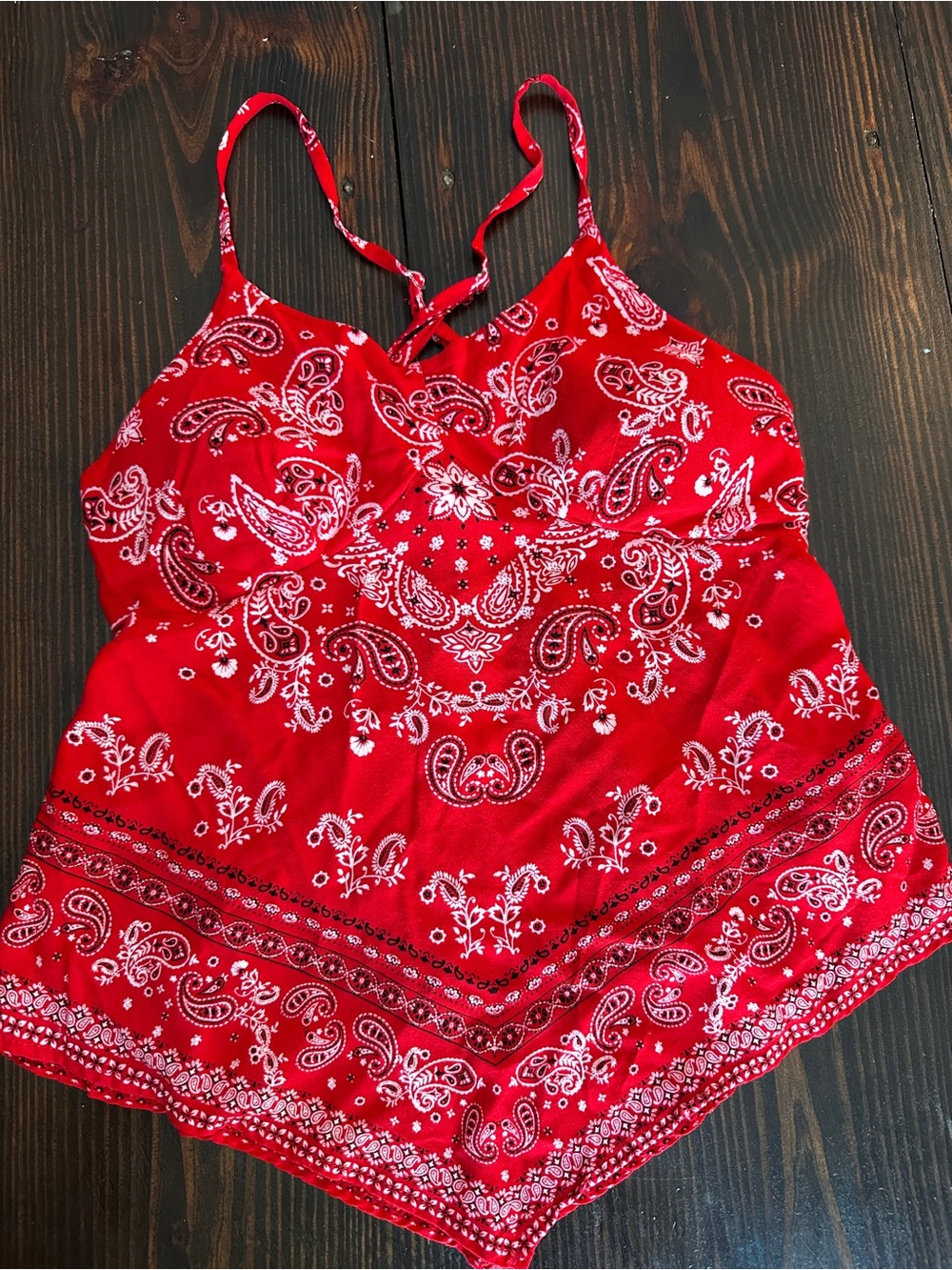 No Boundaries Red Paisley Bandana Print Camisole Tank